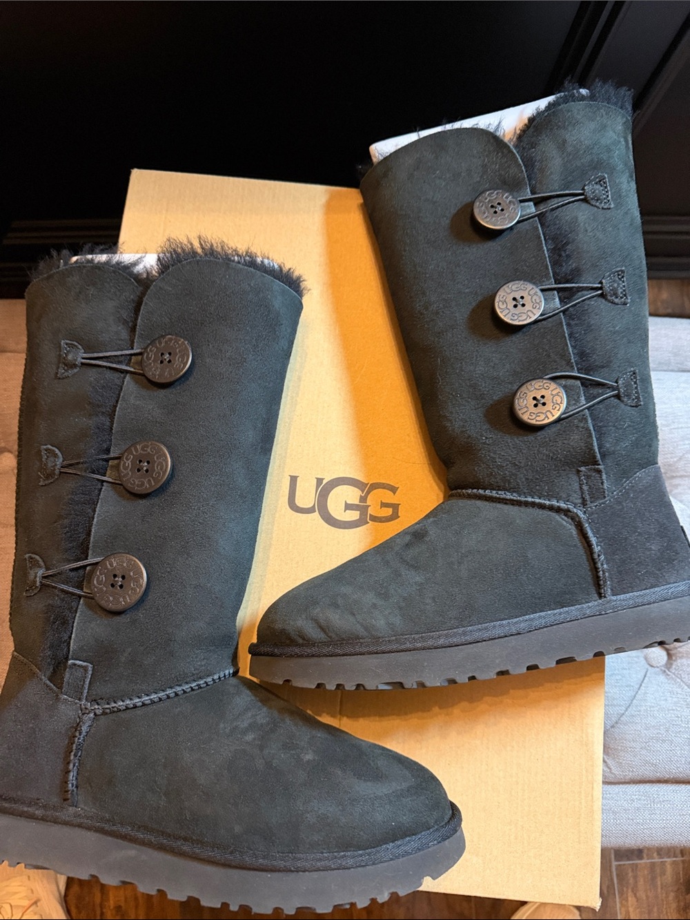 UGG Classic Tall Triple Button Boot - Black